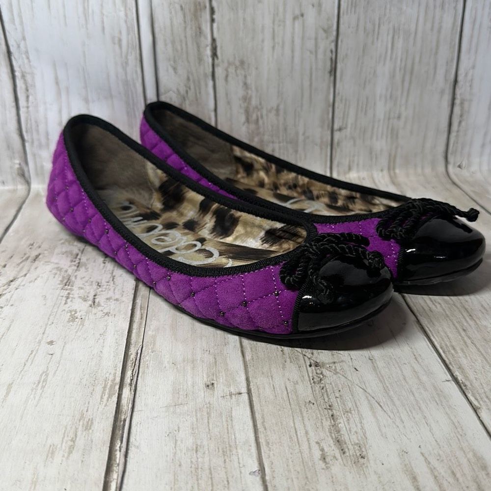 Sam Edelman Calypso Purple Quilted Suede Ballet Flat Shoes size 6